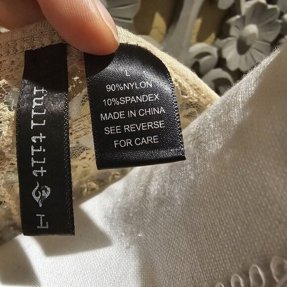 Full Tilt L Lace Champagne Top Feminine Whimsy Vintage Fairy Sheer Romantic Boho - Picture 3 of 11